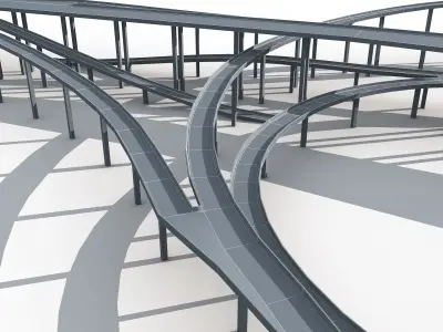 Highway Road Viaduct Flyover-08 3D model
