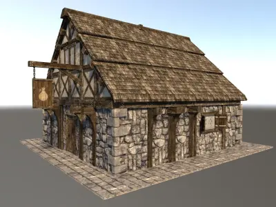 Medieval City House 01 Low-poly 3D model