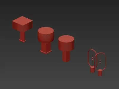Table four different lamps on 3D model