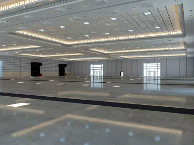 Exhibition Hall 13 interior and exterior 3D model