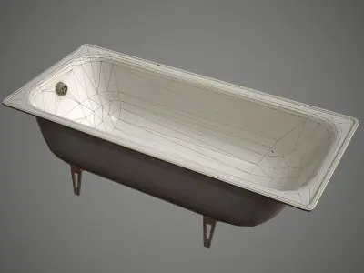 Bath Old Retro Low-poly 3D model