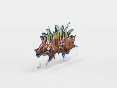 Graffiti painting Low-poly 3D model