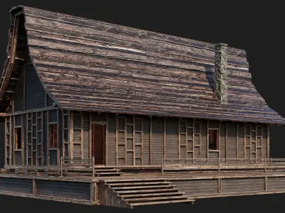 Old Medieval House Building 4K Textures GameReady 107 Low-poly 3D model