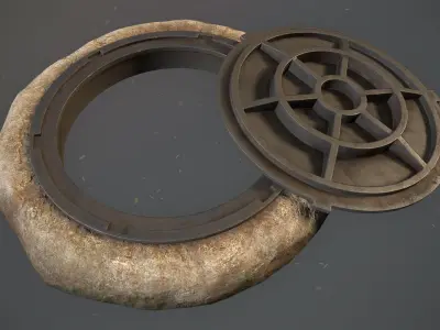Sewer Hatch v5 Low-poly 3D model