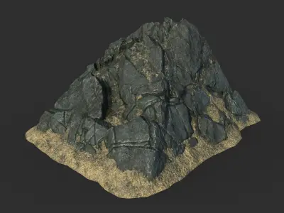 Low poly Black Beach Rock Collection 1 210210 Low-poly 3D model