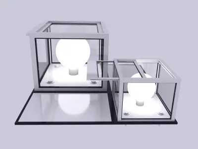 Lamps And Boxes Golden Section 3D Model Pack