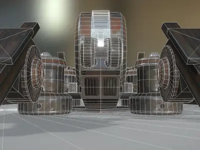 Futuristic Terrain Walker Rusty Version Rigged and Animated Low-poly 3D model