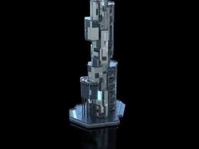 Futuristic Future Modern City Building Skyscraper 16 3D model