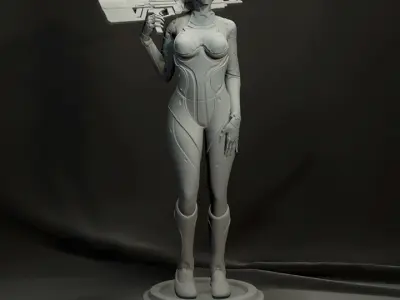 Sci fi Sniper GIrl 3D PRINT  3D print model