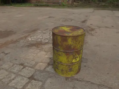 Rusty Barrel Biohazard Style Low-poly 3D model