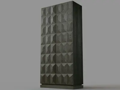 Geometric Double Door Cabinet Ash Brown Oak 3D model