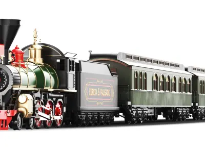  Full Detailed Locomotive Steam Train 