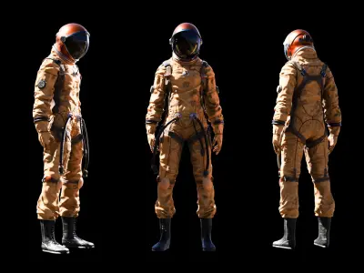  Female Space Suit 3D Model 