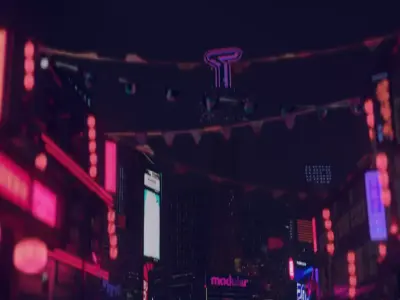 Japanese city details Low-poly 3D model