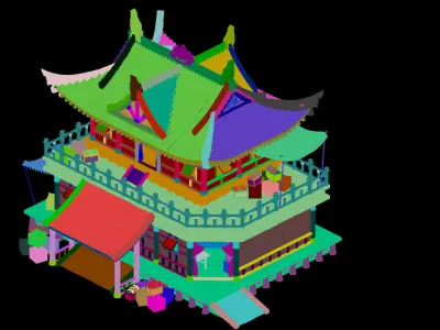 Game Architecture - main city - grocery store 01 3D model