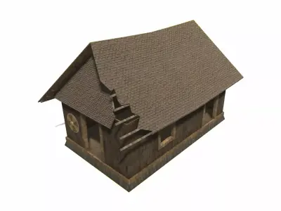 Wooden House Game Ready  Low-poly 3D model