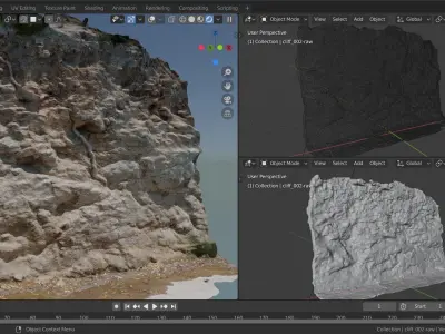 3d scanned cliff Low-poly 3D model