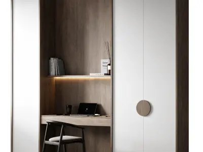 Workplace 8 desks and wardrobes for spaces 3D model