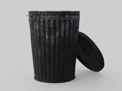 Dustbin 3 Lowpoly Old Low-poly 3D model