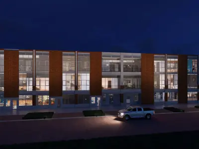 Modern American Multifamily or Mixed Use or office  Building 3D model