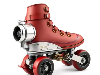 Steampunk Jet Powered Roller Skate Low-poly 3D model