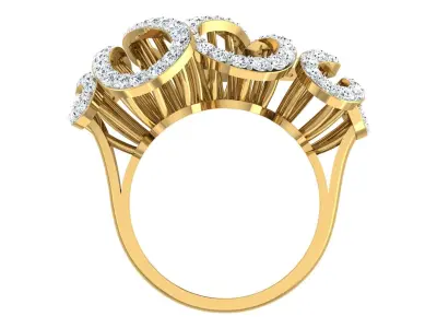 Light Weight Yellow Gold Diamond Ring  -DDS RN 245 3D print model