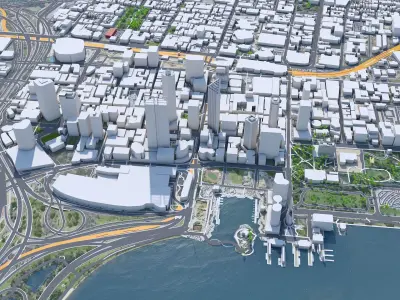 Perth Downtown Australia Low-poly 3D model