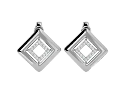 Light Minimalist Diamond Earrings 3D print model 5