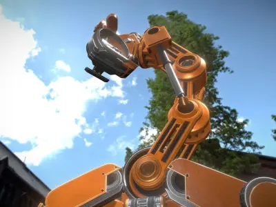 The Walking Mech Neck Orange Version Low-poly 3D model