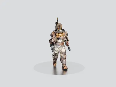 Burnt Steel Soldier Game Ready Rigged And Animated  Low-poly 3D model
