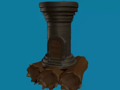 Castle Raft Hand-Painted Low-poly 3D model