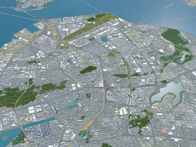 Xiamen Fujian China 50km AI Low-poly 3D model