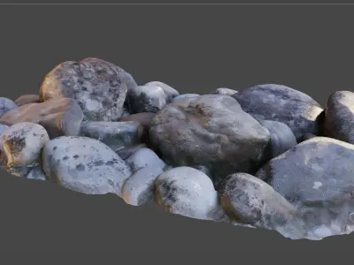 Rockery pile of rocks Low-poly 3D model