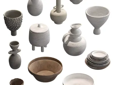 Pottery Set V1 - 12 models 3D model