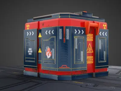 Sci Fi Stylized Spaceship Box Low-poly 3D model