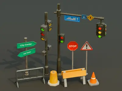 Stylized Urban Props Pack Low-poly 3D model
