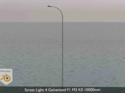 Street Light 4 Galvanized F1 M3 K0 10000mm  Low-poly 3D model