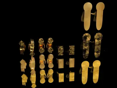 set of door handles palms 3D model