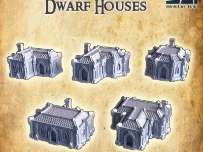 Dwarf Houses Tabletop Terrain 28 MM 3D print model