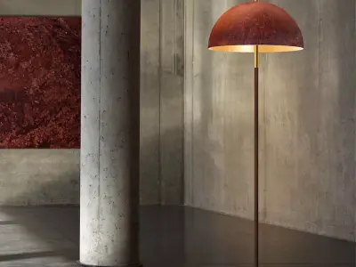 Modern Standing Lamp 3D Model Rust Texture  Gold Rod 3D model
