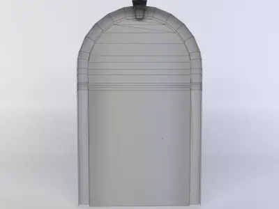 Door wooden with arched windows Low-poly 3D model
