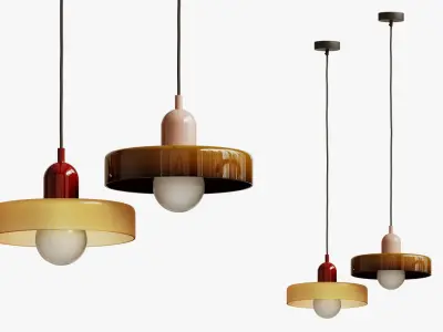 Bauhaus Stained Glass Pendant Light 3D model