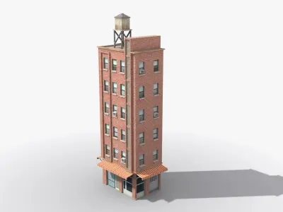 Apartment Building x31 Low-poly 3D model