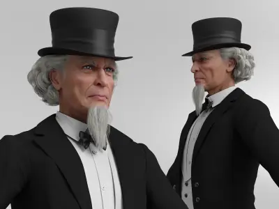  Victorian Gentleman Character in Black Tailcoat A-Pose 