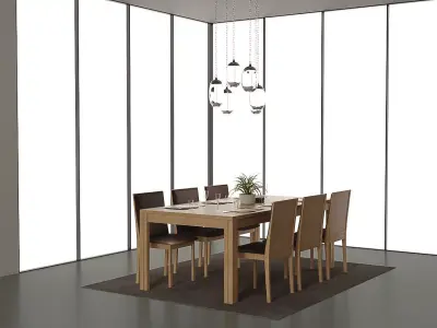 Skovby table with Ochre lights 3D model