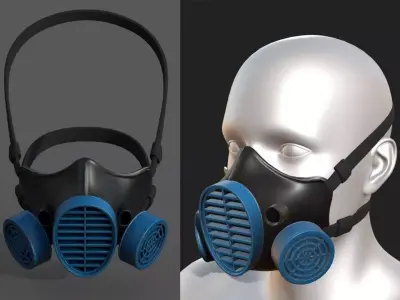 Gas mask helmet 3d model military combat fantasy  Low-poly 3D model