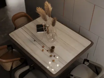 living room and kitchen 3d interior space scene  3D model