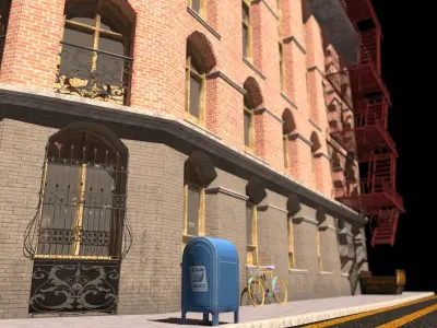 corner building  Free low-poly 3D model