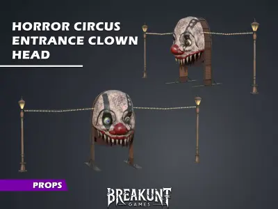 Horror Circus Entrance Clown Head - 3d Model 3D model