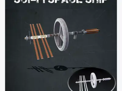 Sci-fi space ship Low-poly 3D model